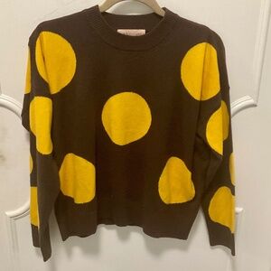 Dark Brown Large Pokadot Wool Blend Sweater
